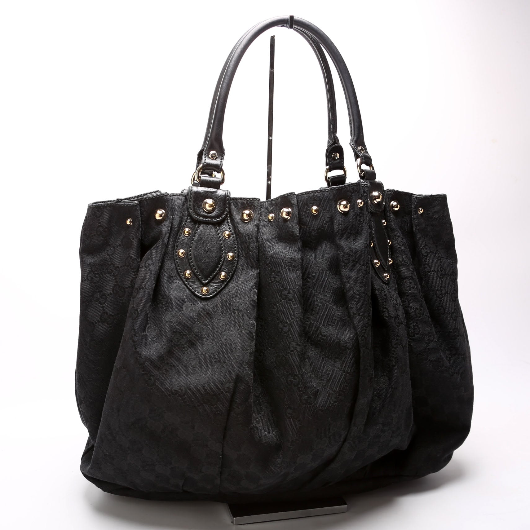 203626 GG Canvas Studded Pelham Tote Large Black
