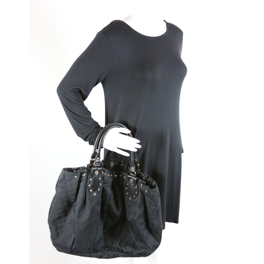 203626 GG Canvas Studded Pelham Tote Large Black