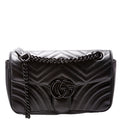 443497 Marmont Leather Monochrome Shoulder Small Flap Black