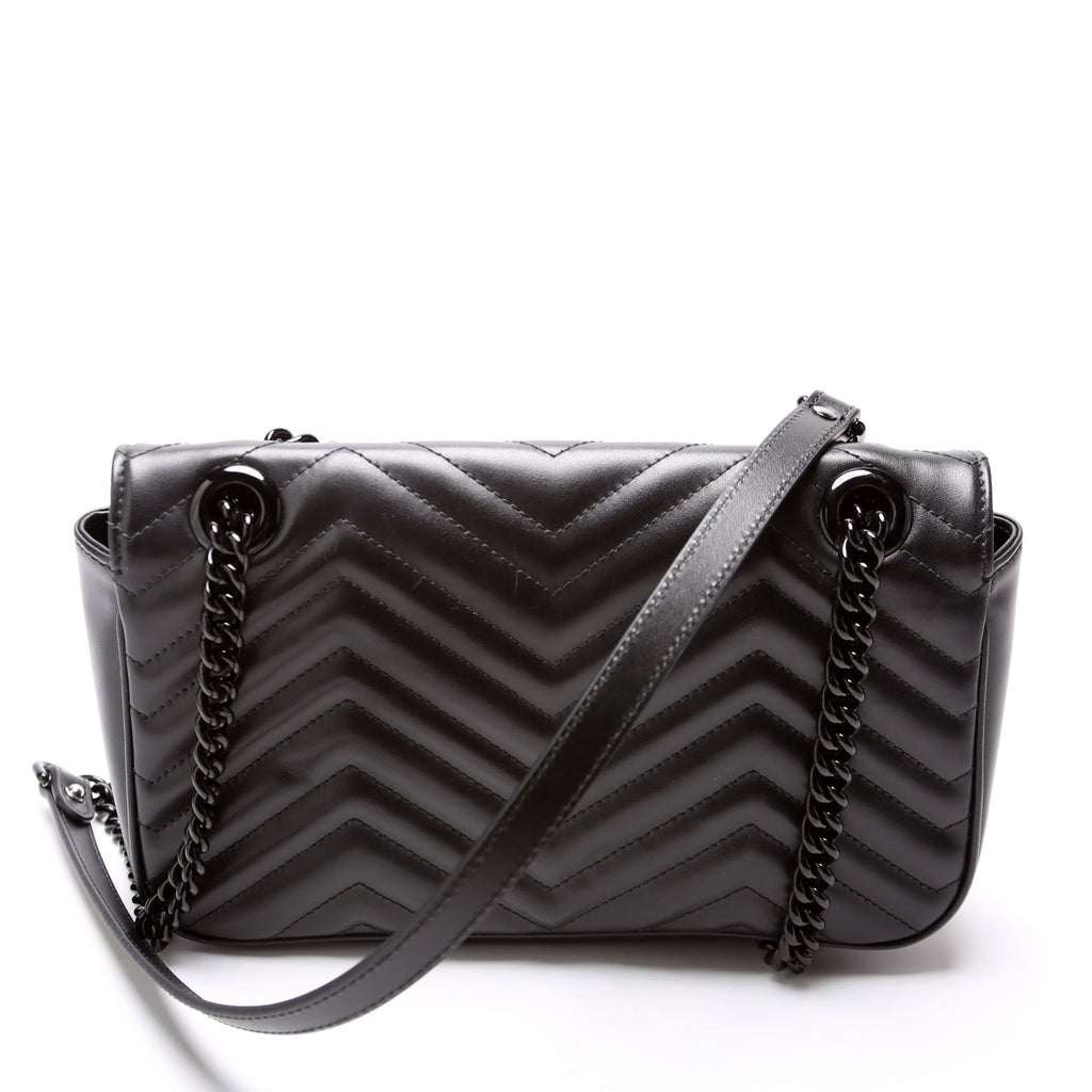 443497 Marmont Leather Monochrome Shoulder Small Flap Black