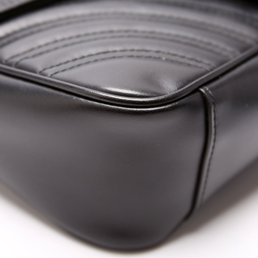 443497 Marmont Leather Monochrome Shoulder Small Flap Black