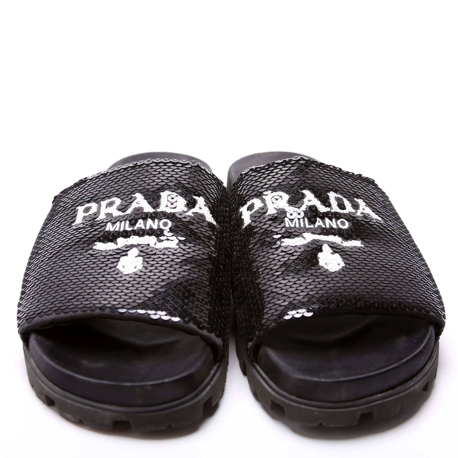 Sequin Logo Slides Size 38.5 Black
