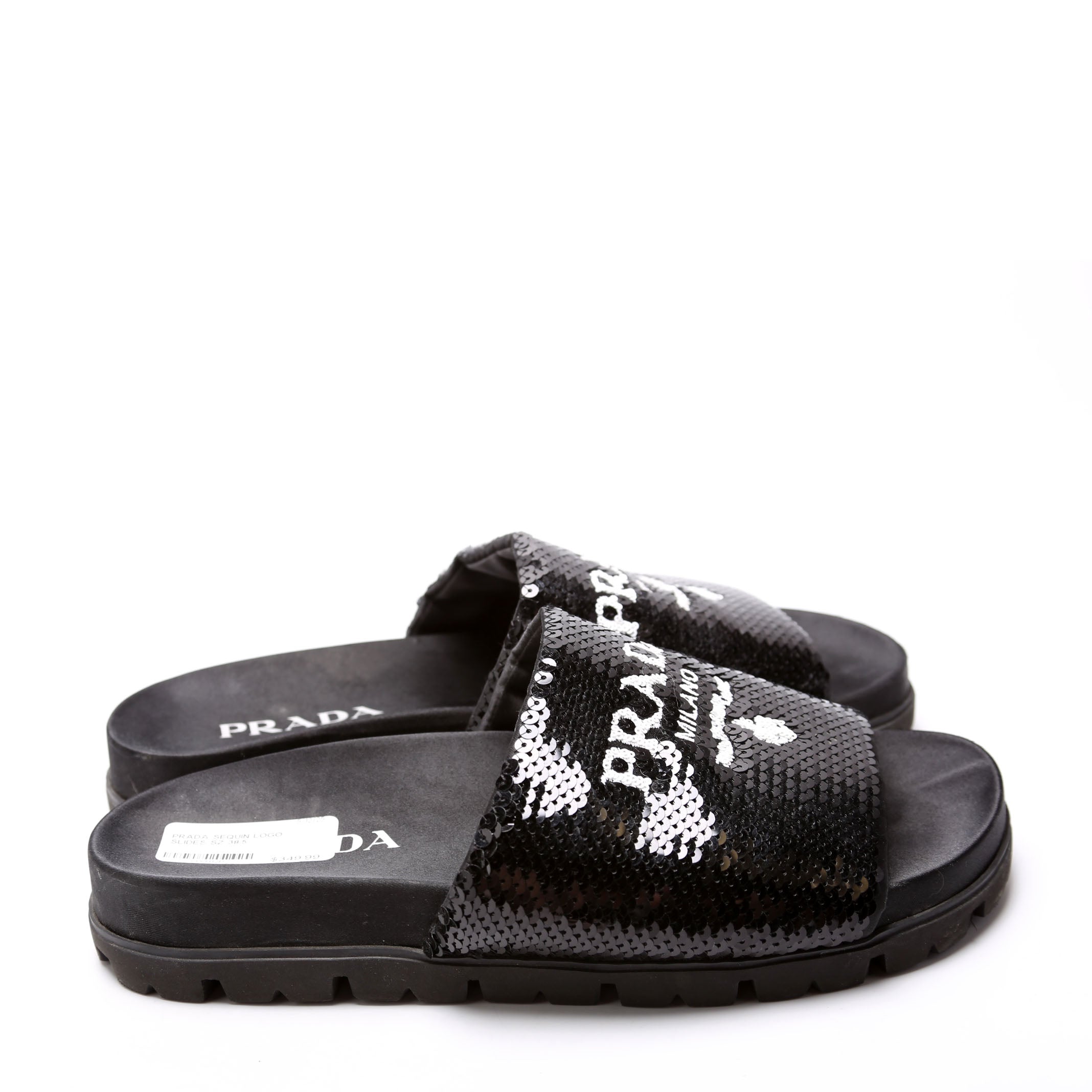 Sequin Logo Slides Size 38.5 Black