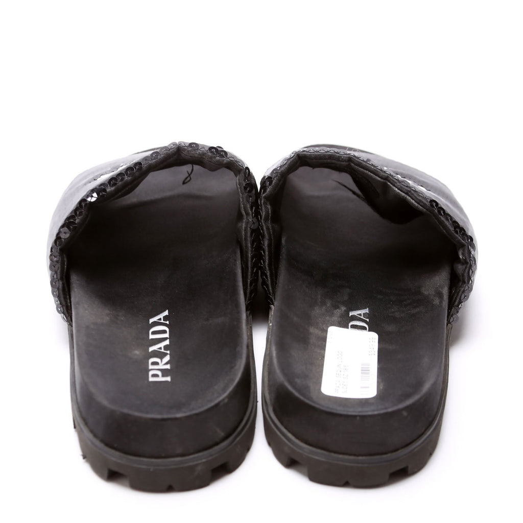 Sequin Logo Slides Size 38.5 Black