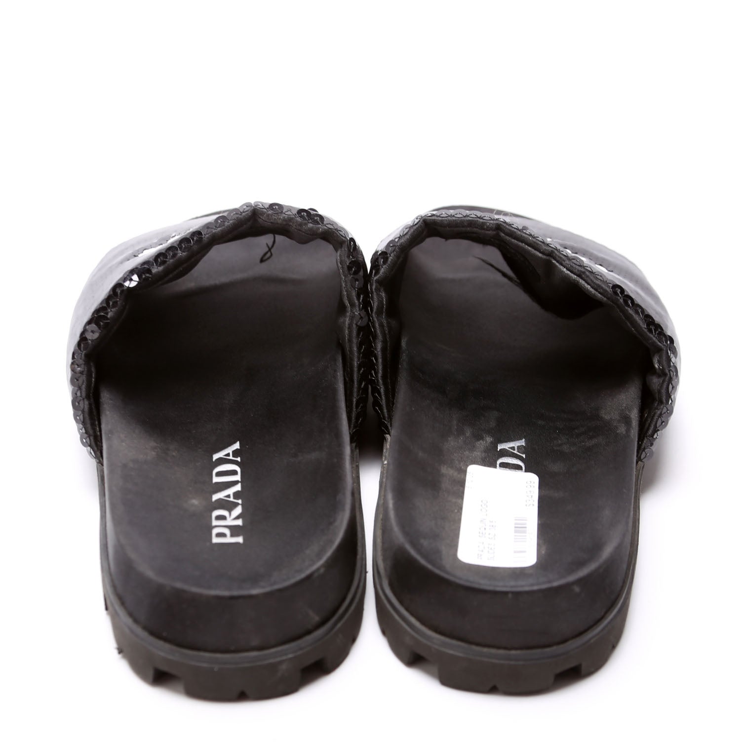 Sequin Logo Slides Size 38.5 Black