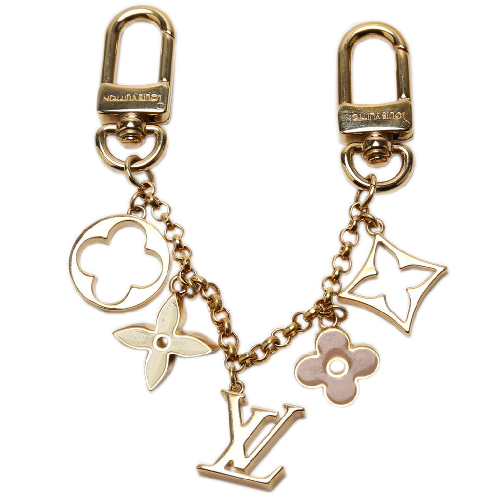 Fleur De Monogram Bag Charm Chain Gold/Beige