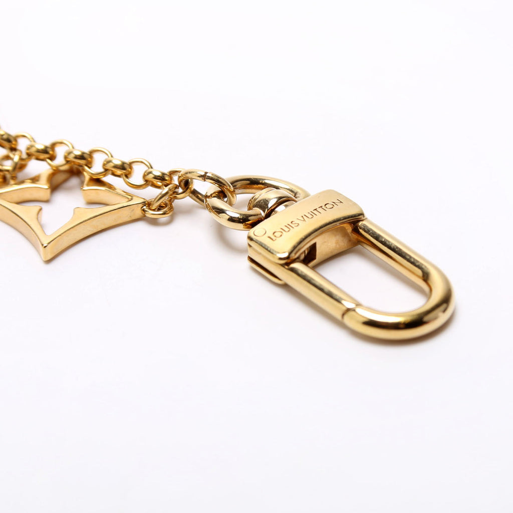 Fleur De Monogram Bag Charm Chain Gold/Beige