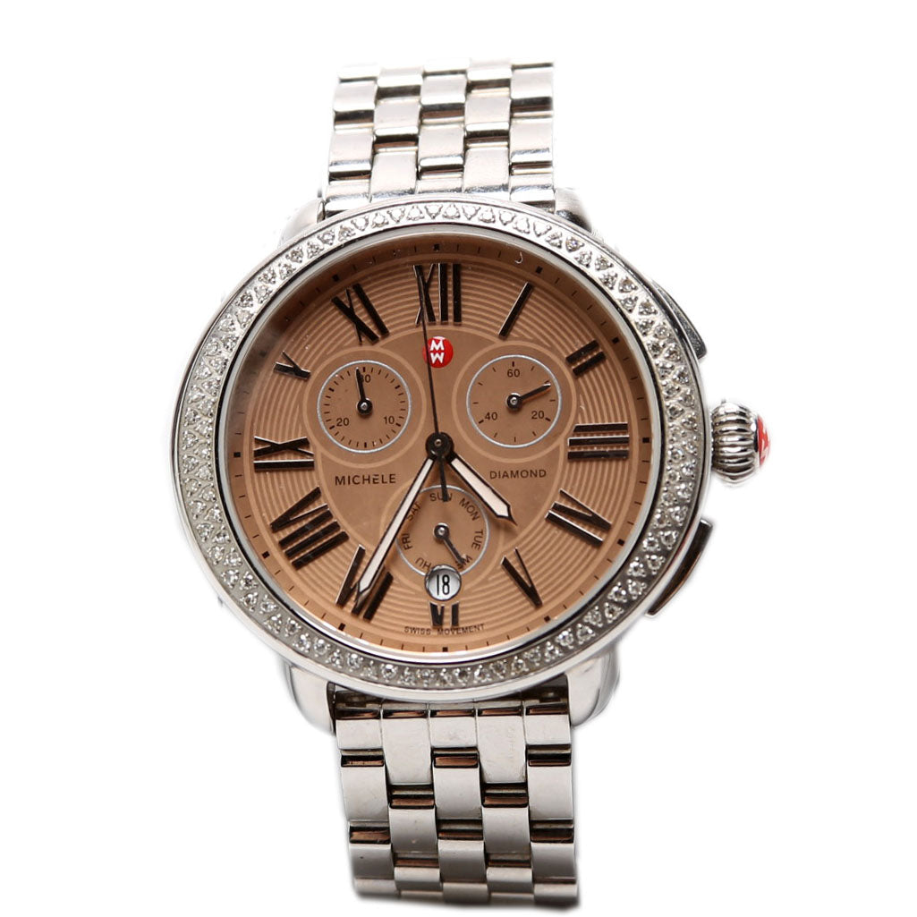 Serin With 0.6 Diamond Bezel Watch Rose Gold Silver