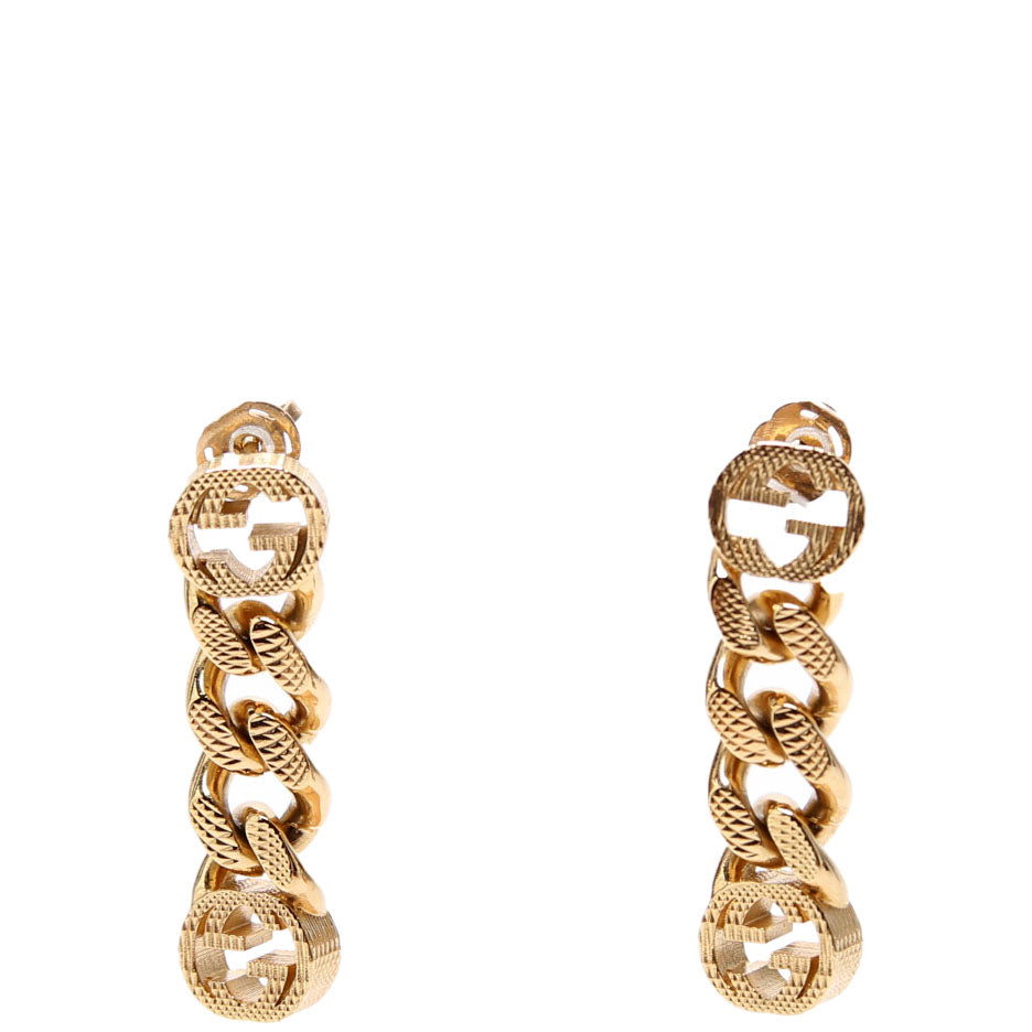 Interlocking G Chain Link Drop Earrings Gold