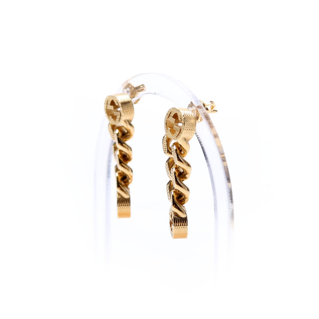 Interlocking G Chain Link Drop Earrings Gold
