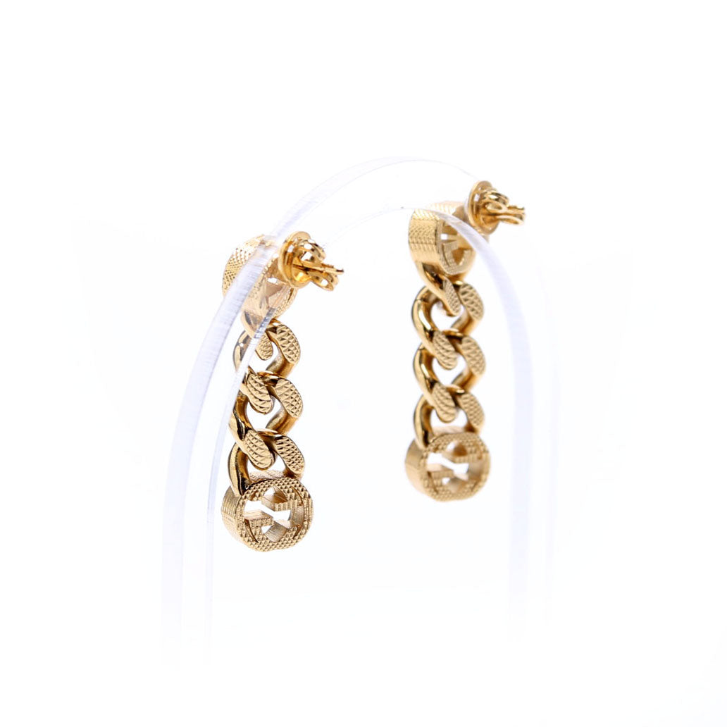 Interlocking G Chain Link Drop Earrings Gold