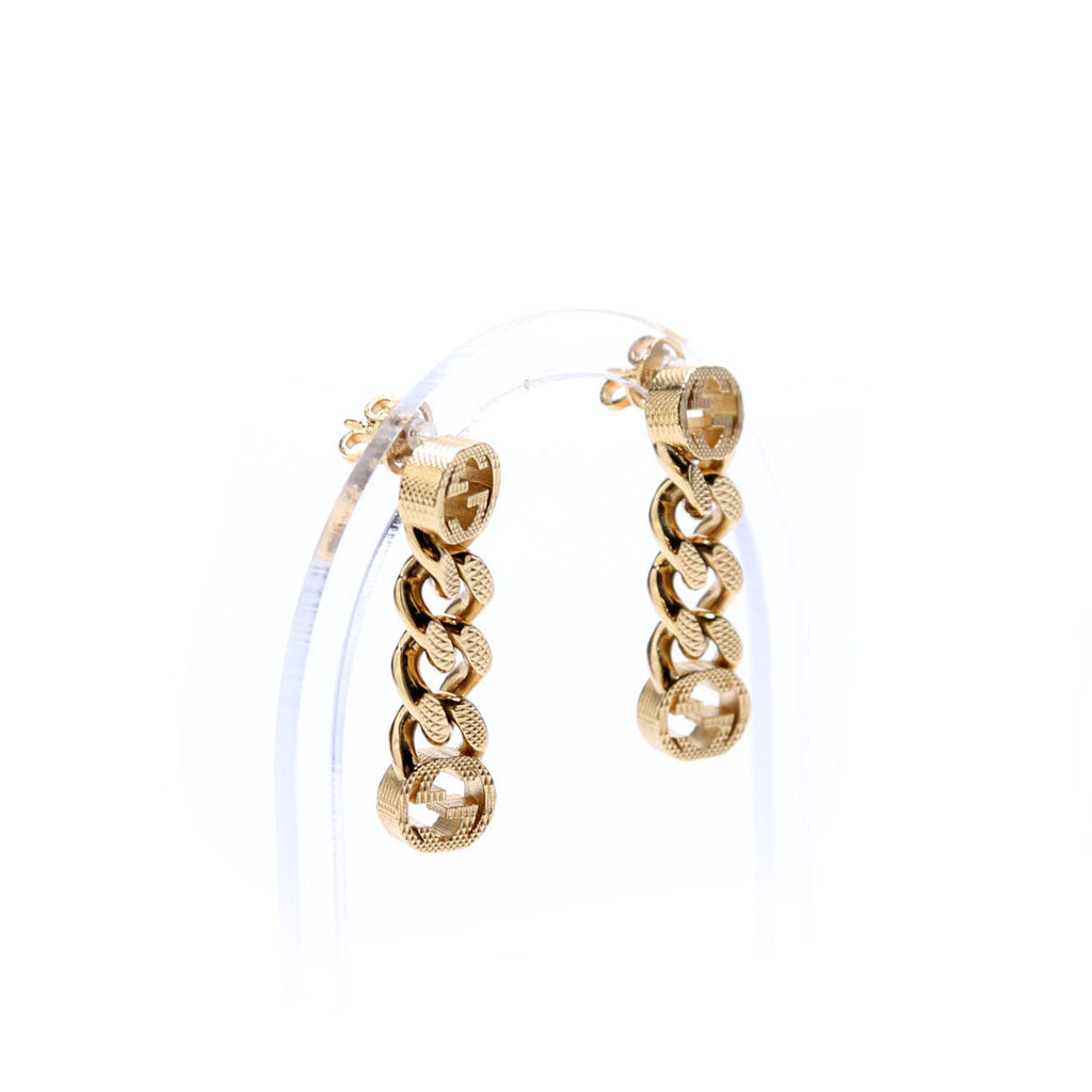 Interlocking G Chain Link Drop Earrings Gold