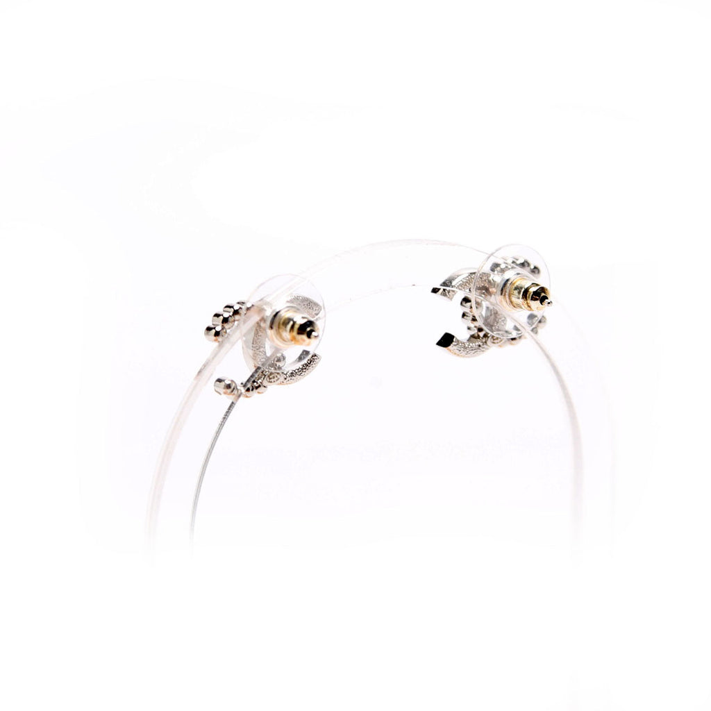 CC Crystal Pearl Stud Earrings Silver/Pearl