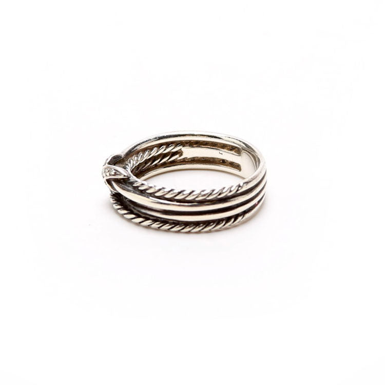 X Crossover Band Ring Size 9 925/Pave