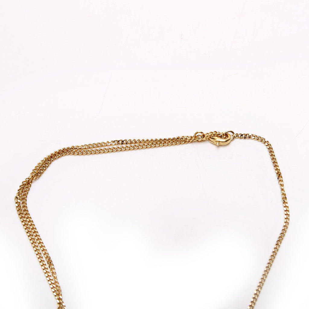 CC Pearl/Crystal Chain Link Heart Drop Necklace Gold/Pink