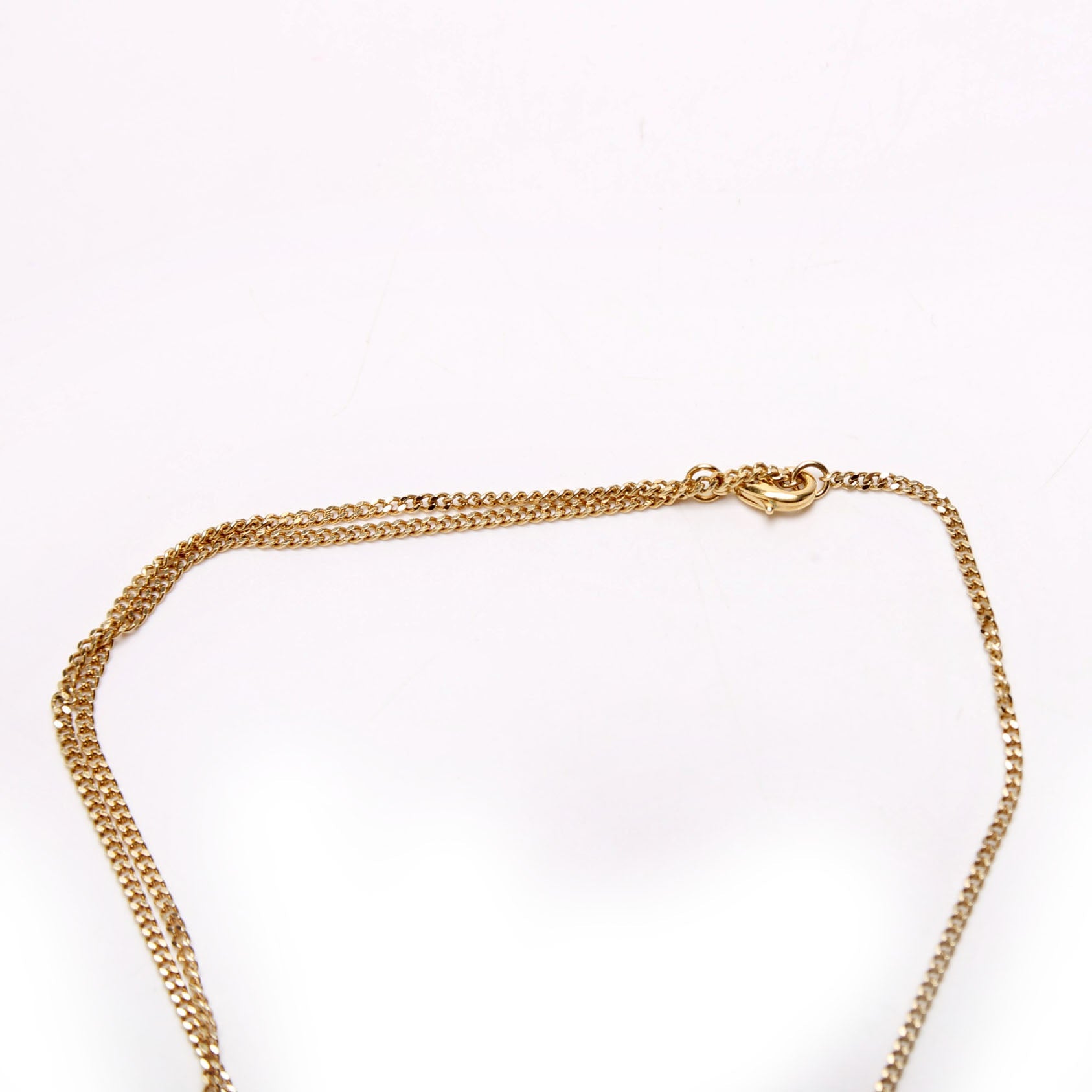 CC Pearl/Crystal Chain Link Heart Drop Necklace Gold/Pink