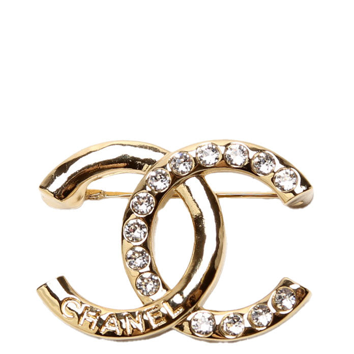 CC Logo Metal/Rhinestone Brooch 2024 Gold