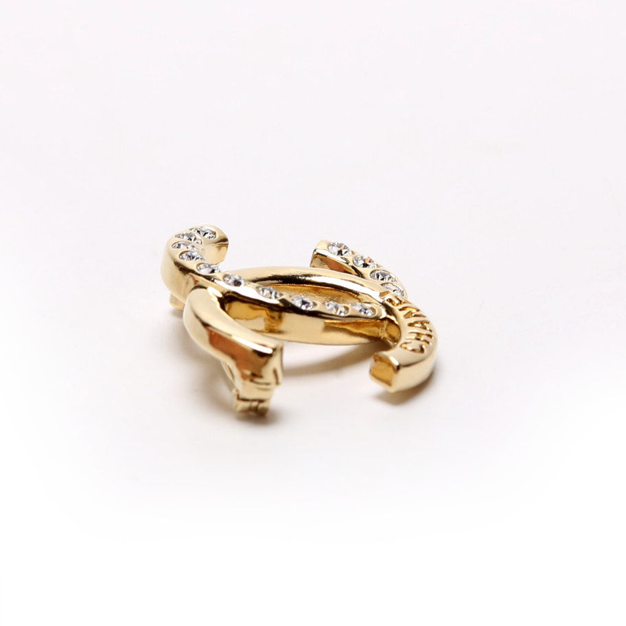 CC Logo Metal/Rhinestone Brooch 2024 Gold
