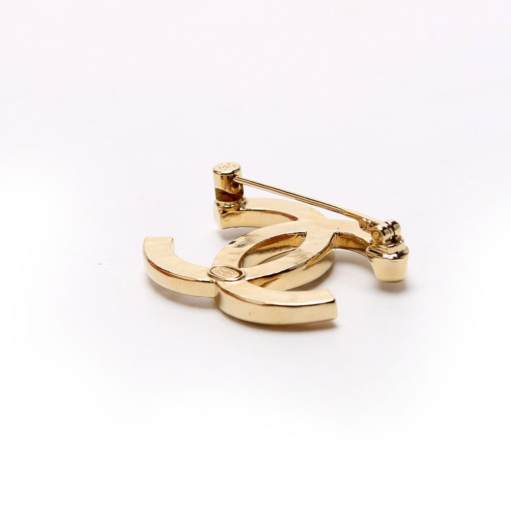 CC Logo Metal/Rhinestone Brooch 2024 Gold
