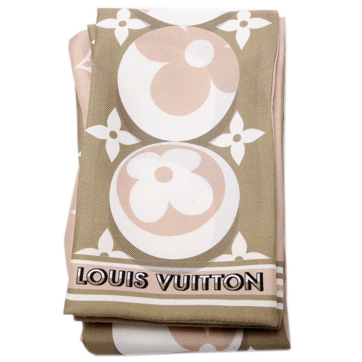Monogram Marbles Bandeau Silk Scarf Green/Beige