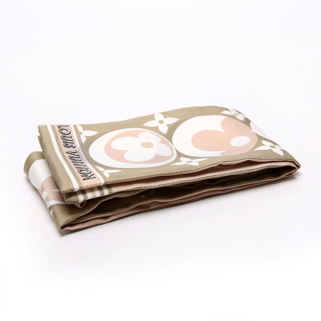 Monogram Marbles Bandeau Silk Scarf Green/Beige