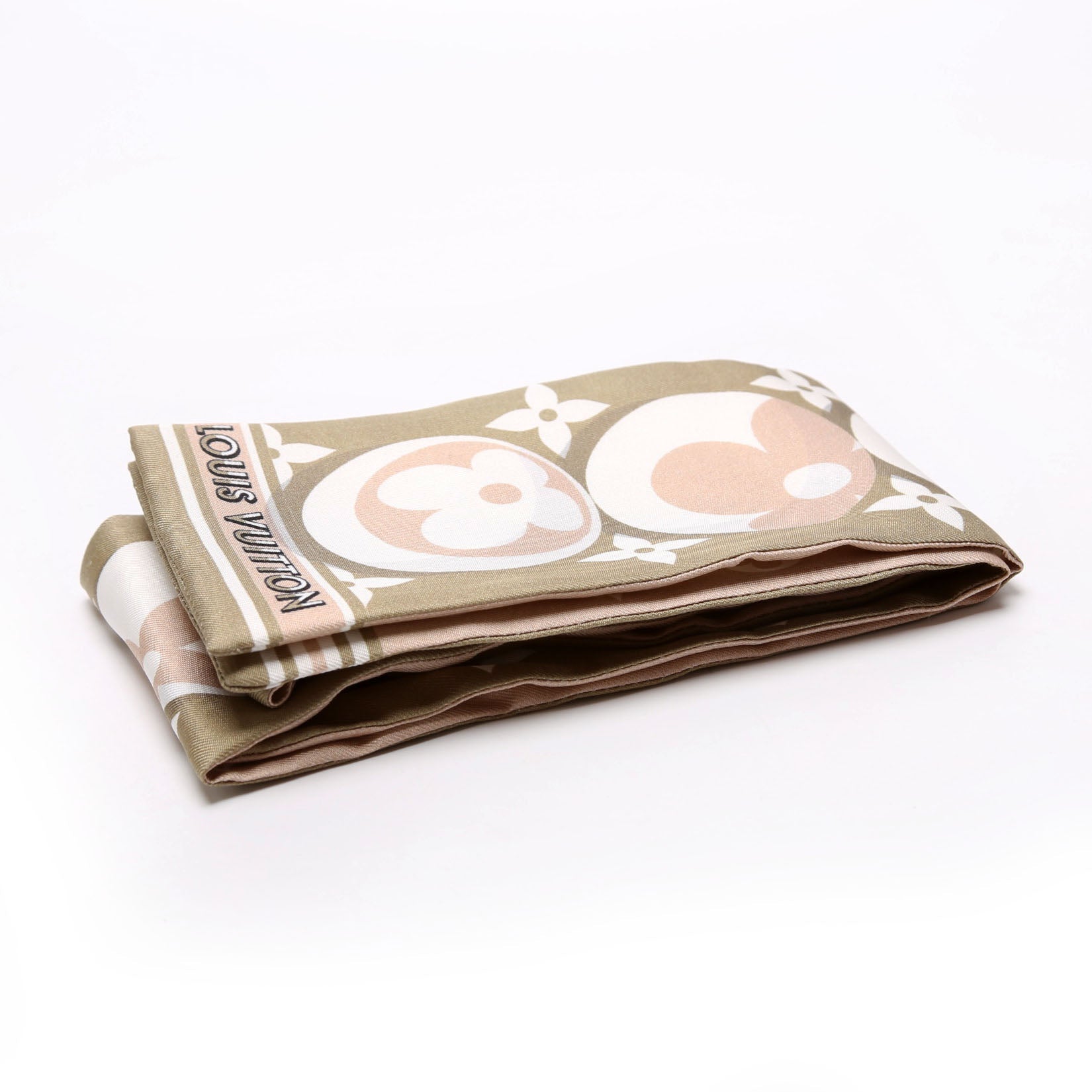 Monogram Marbles Bandeau Silk Scarf Green/Beige