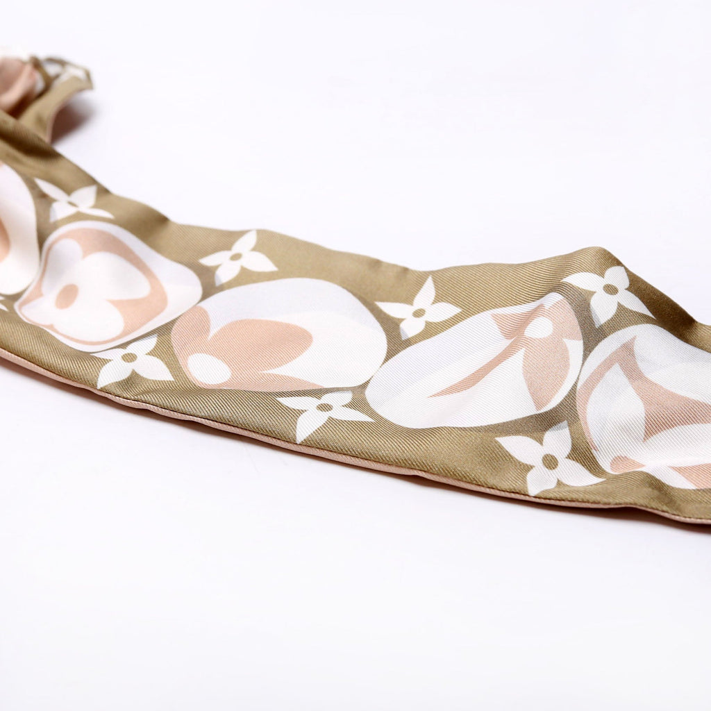 Monogram Marbles Bandeau Silk Scarf Green/Beige