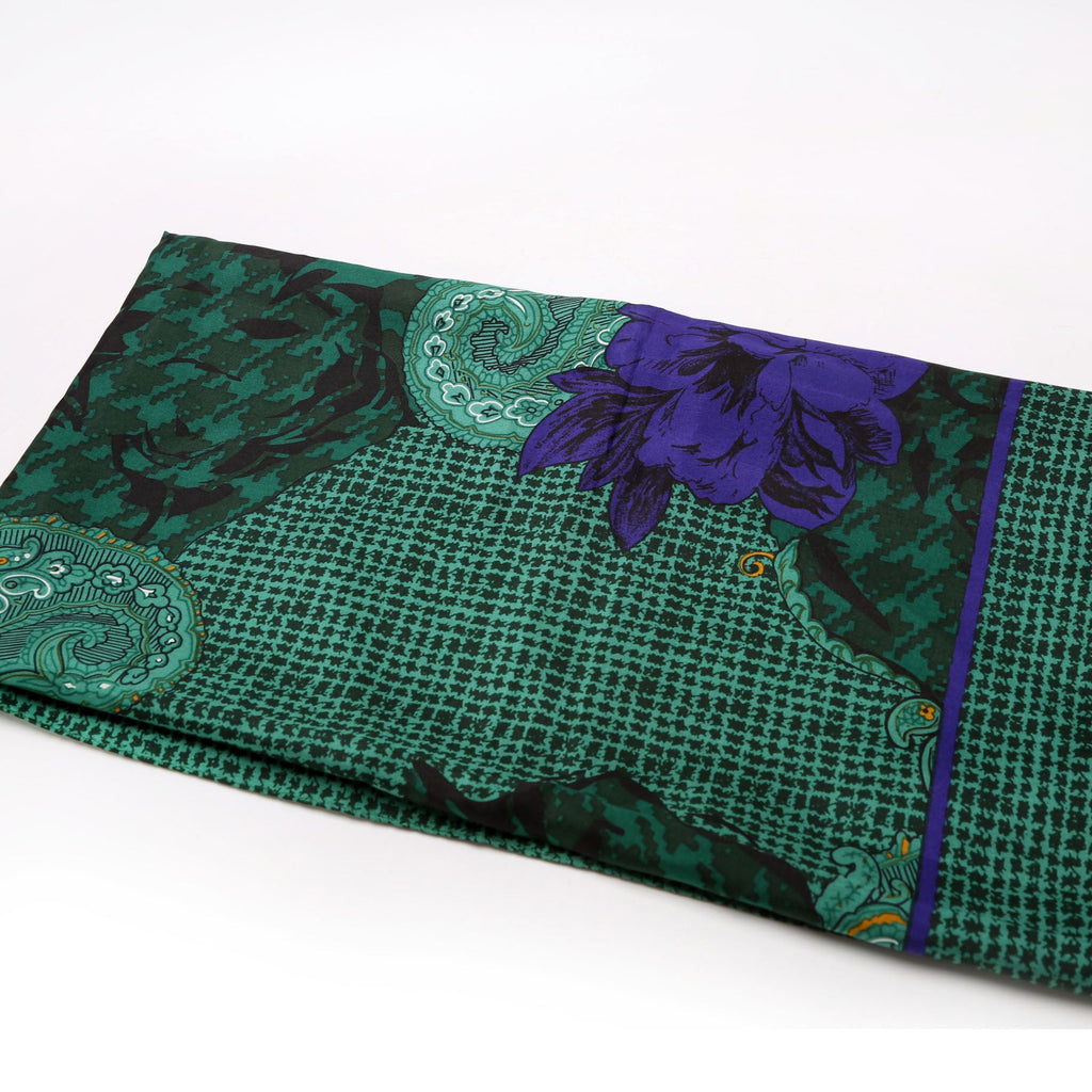 Paisley Floral Silk Vintage Scarf Green/Blue