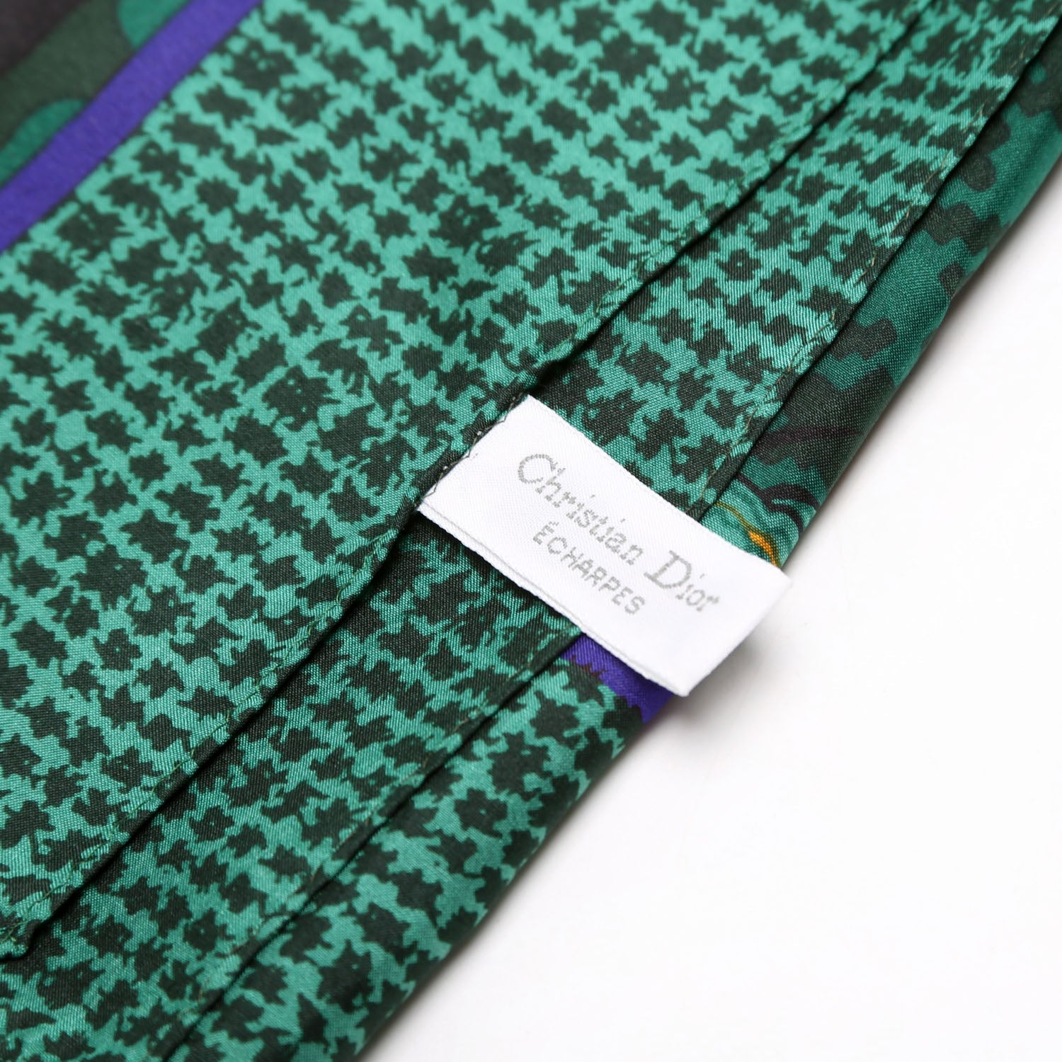 Paisley Floral Silk Vintage Scarf Green/Blue