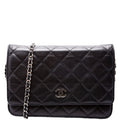 Wallet On Chain Classic Quilted Lambskin Black