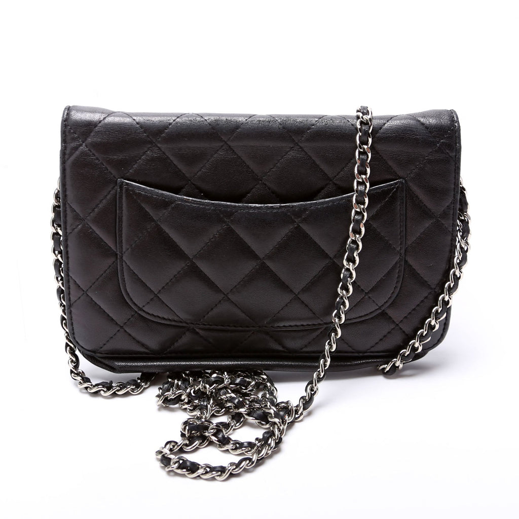 Wallet On Chain Classic Quilted Lambskin Black