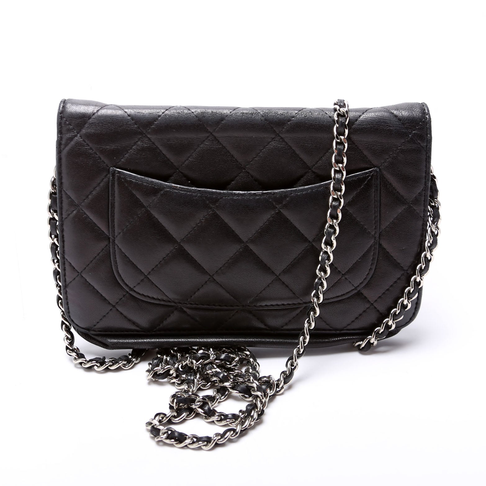 Wallet On Chain Classic Quilted Lambskin Black