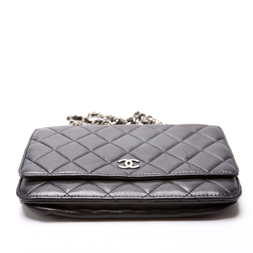 Wallet On Chain Classic Quilted Lambskin Black