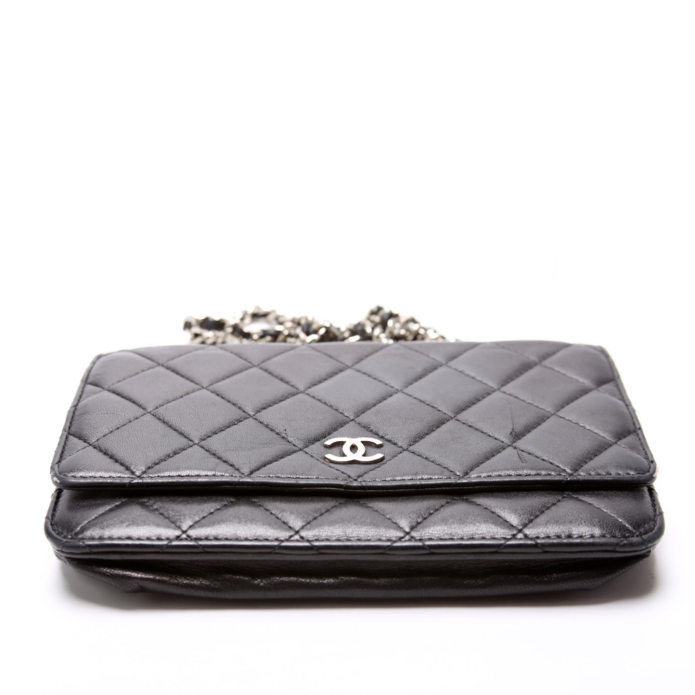 Wallet On Chain Classic Quilted Lambskin Black