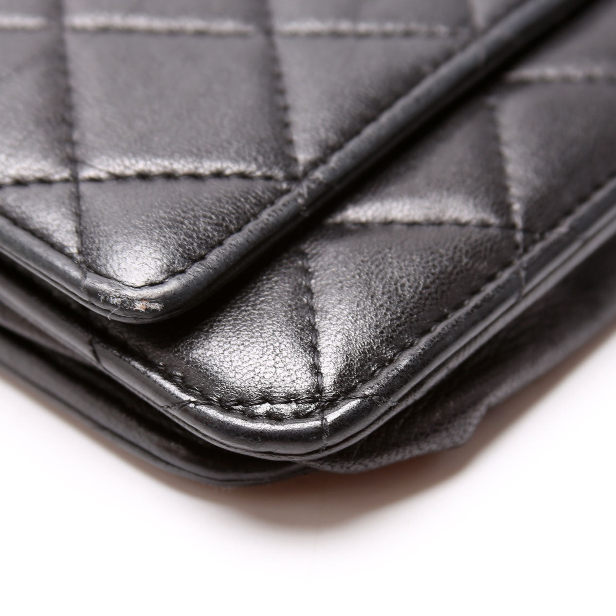Wallet On Chain Classic Quilted Lambskin Black