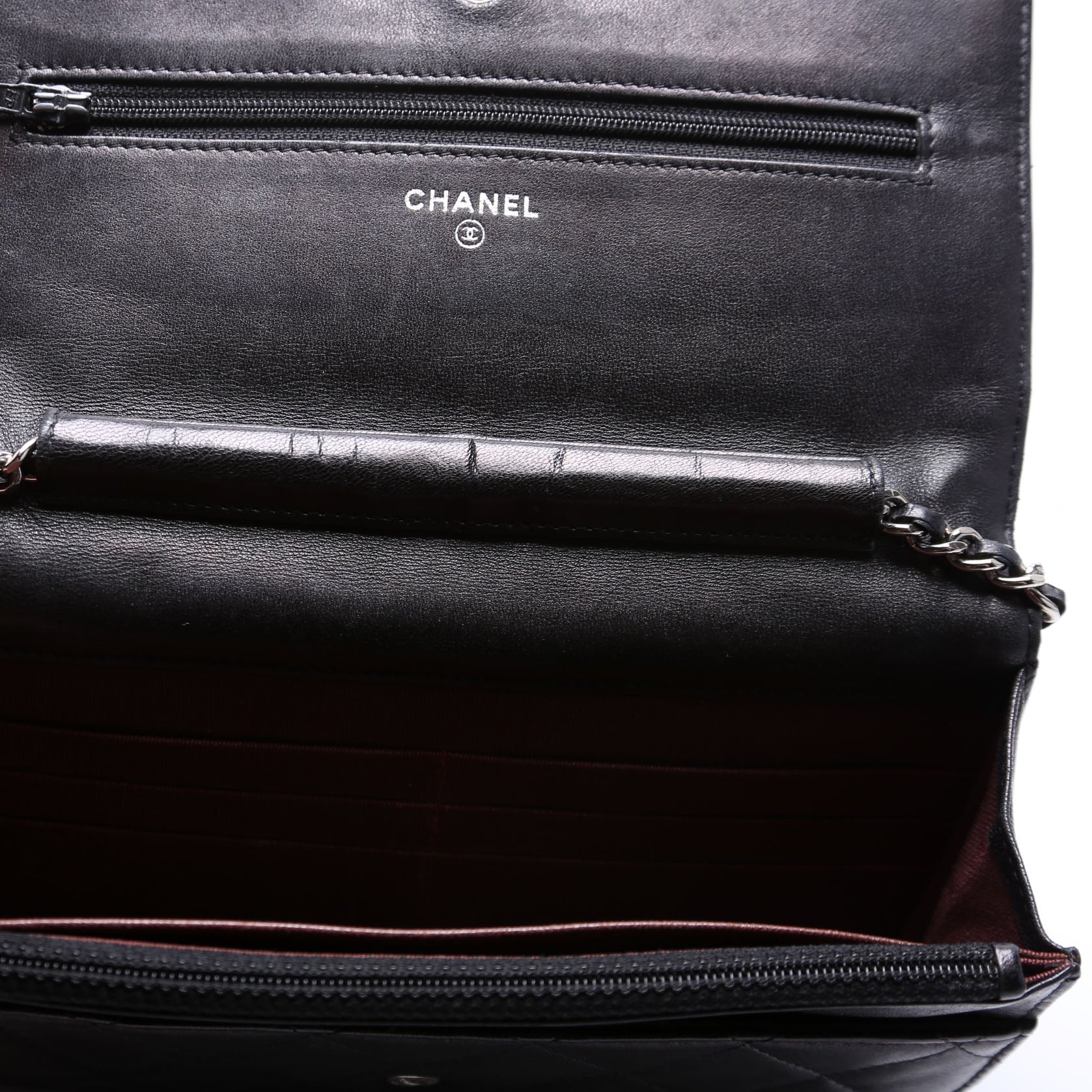Wallet On Chain Classic Quilted Lambskin Black