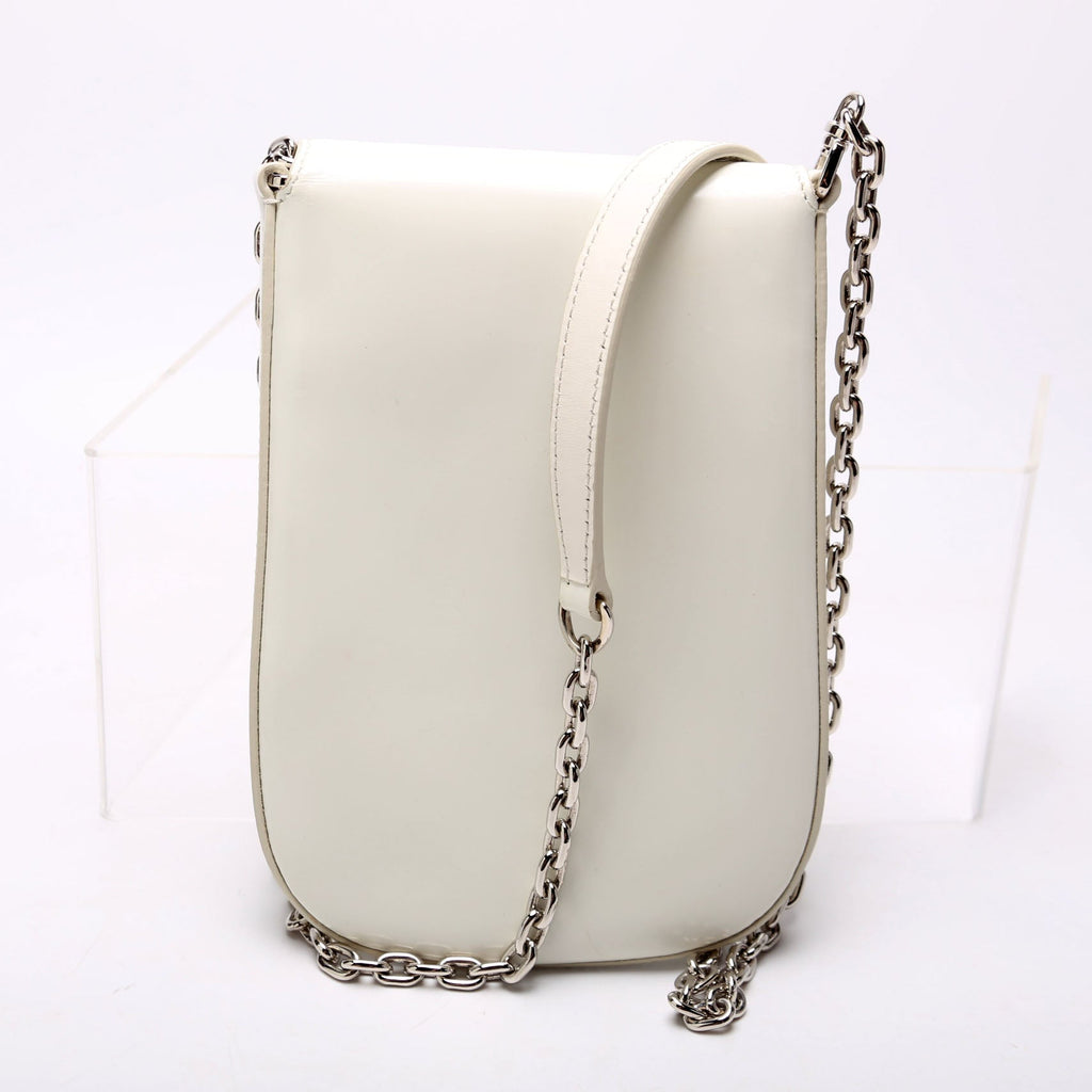 1BH185 Cleo Brushed Leather Mini Crossbody White