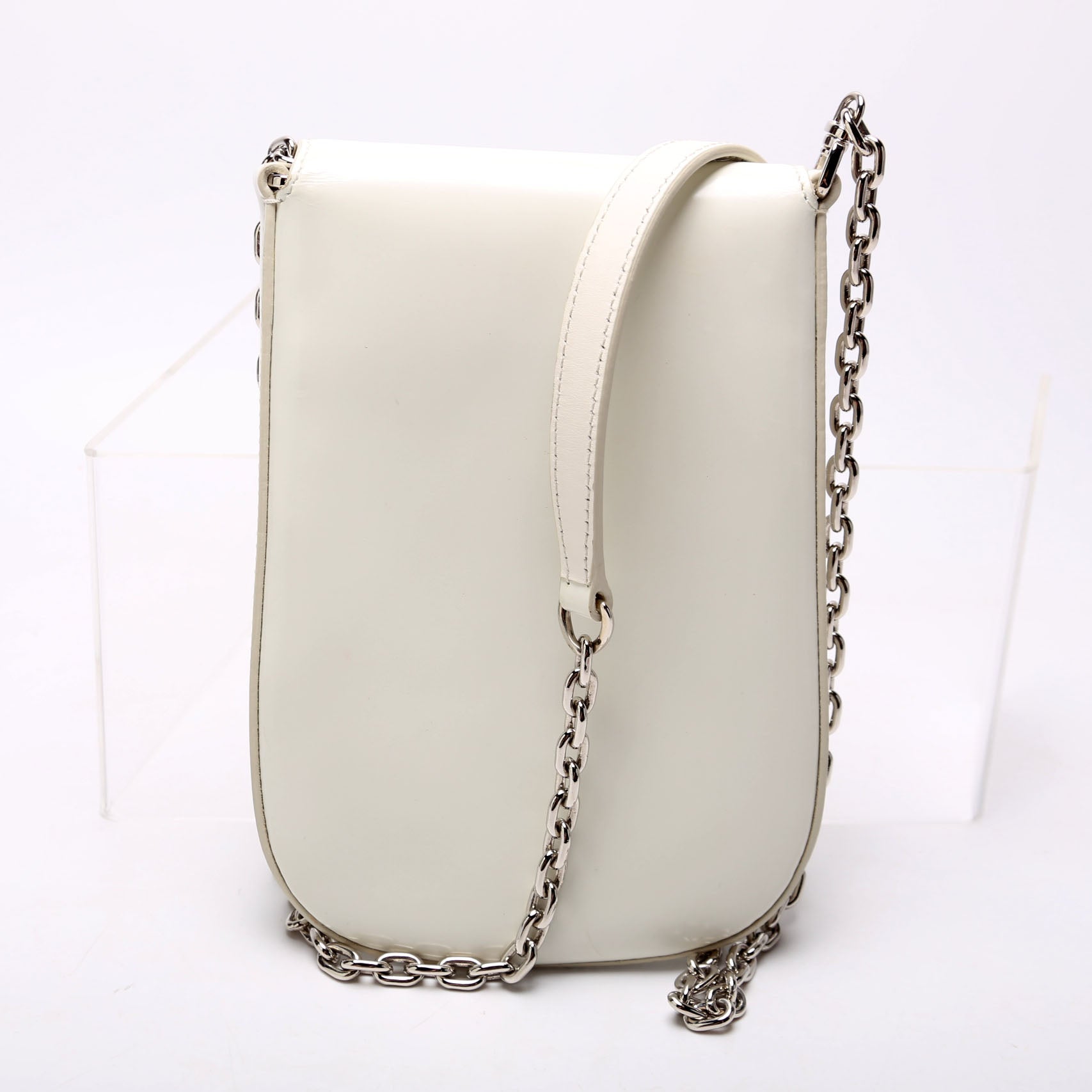 1BH185 Cleo Brushed Leather Mini Crossbody White