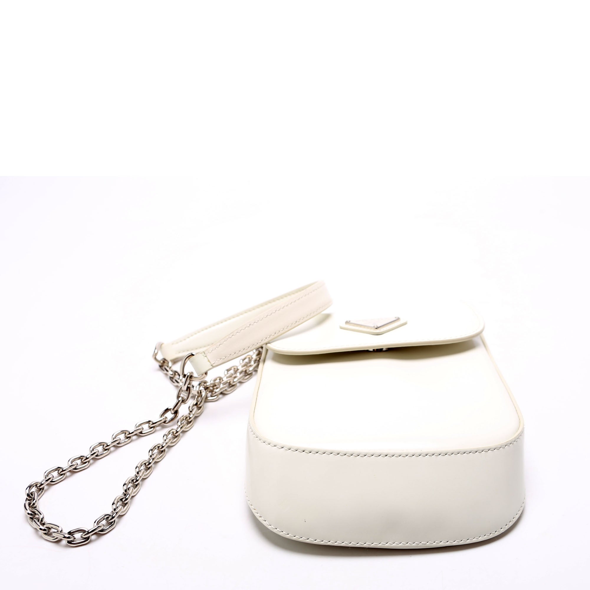 1BH185 Cleo Brushed Leather Mini Crossbody White