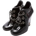 Patent/Calfskin Wedge Booties Size 37