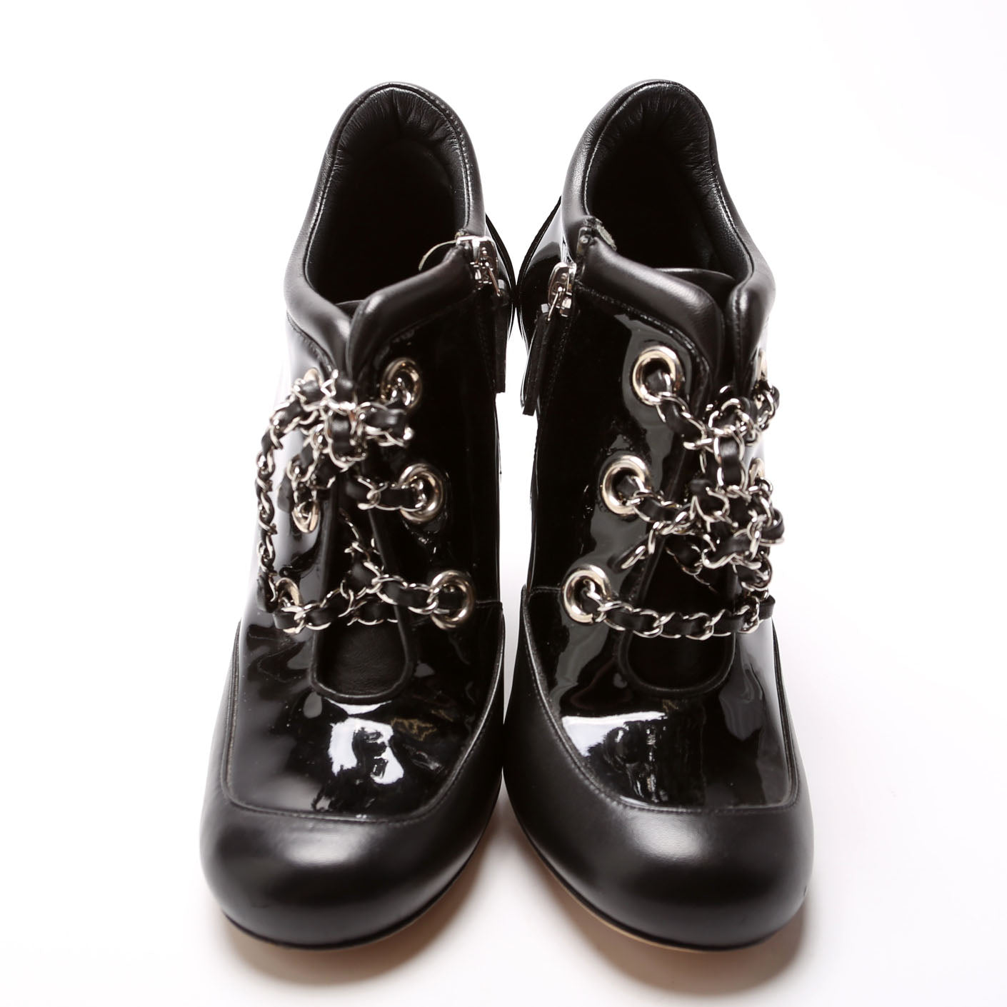 Patent/Calfskin Wedge Booties Size 37