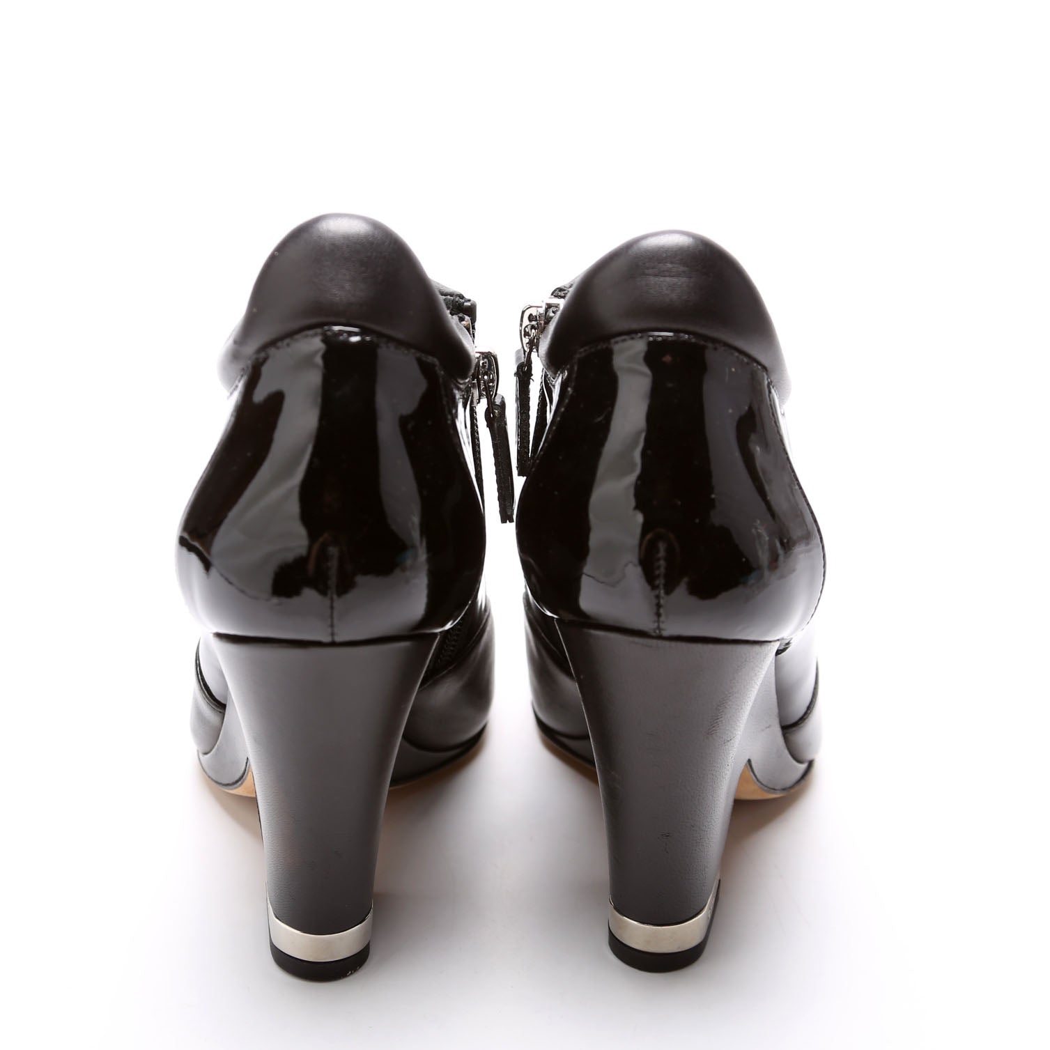 Patent/Calfskin Wedge Booties Size 37