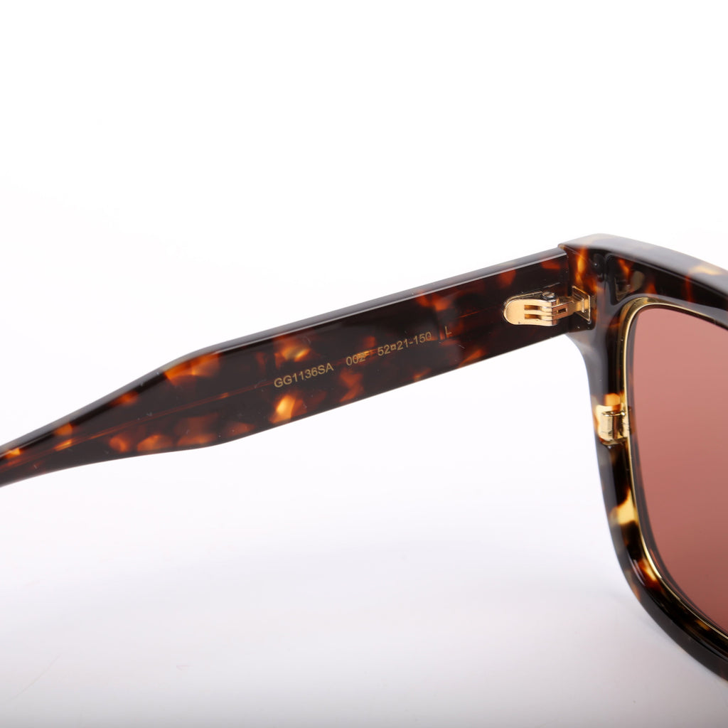 Gucci GG1136S Havana Square Sunglasses Tortoise