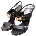 Horsebit Bamboo Sandal Heels Size 39