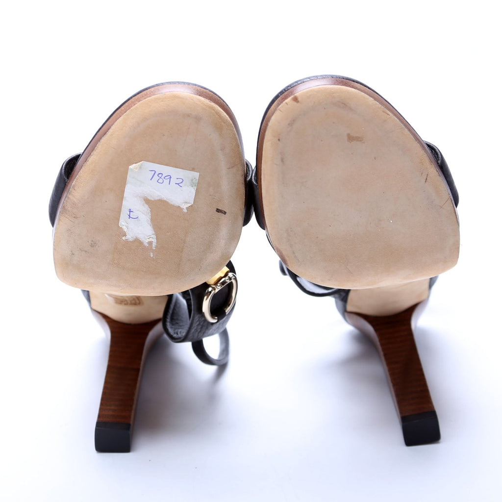 Horsebit Bamboo Sandal Heels Size 39