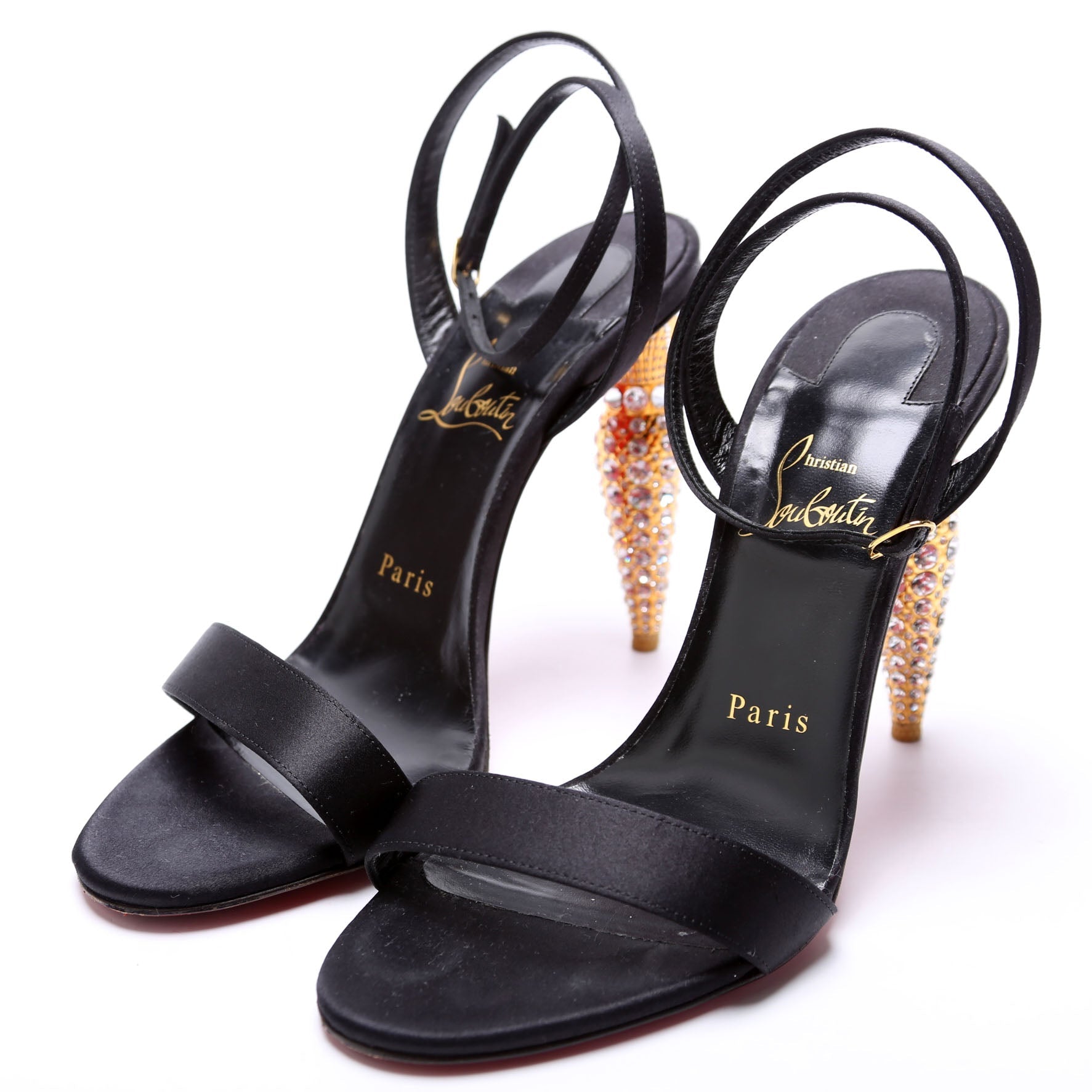 Lipstrass Queen 100MM Satin Sandals Size 38