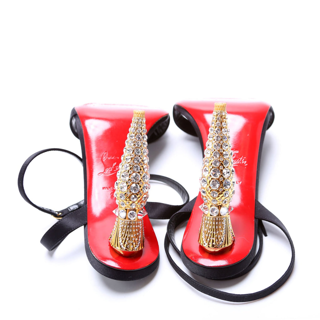 Lipstrass Queen 100MM Satin Sandals Size 38