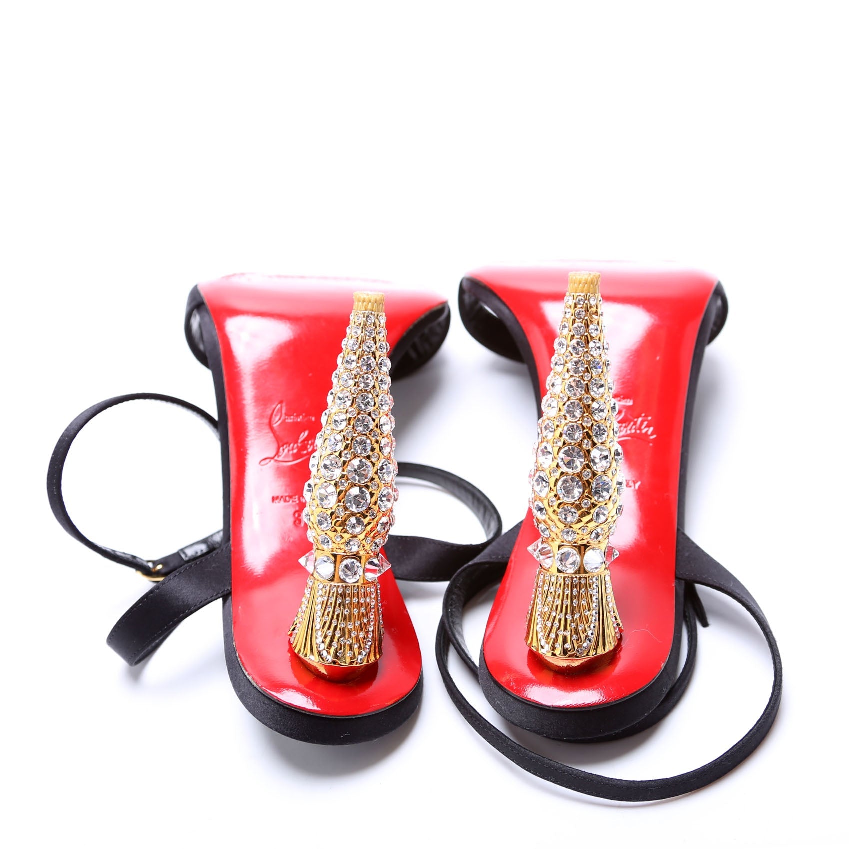 Lipstrass Queen 100MM Satin Sandals Size 38