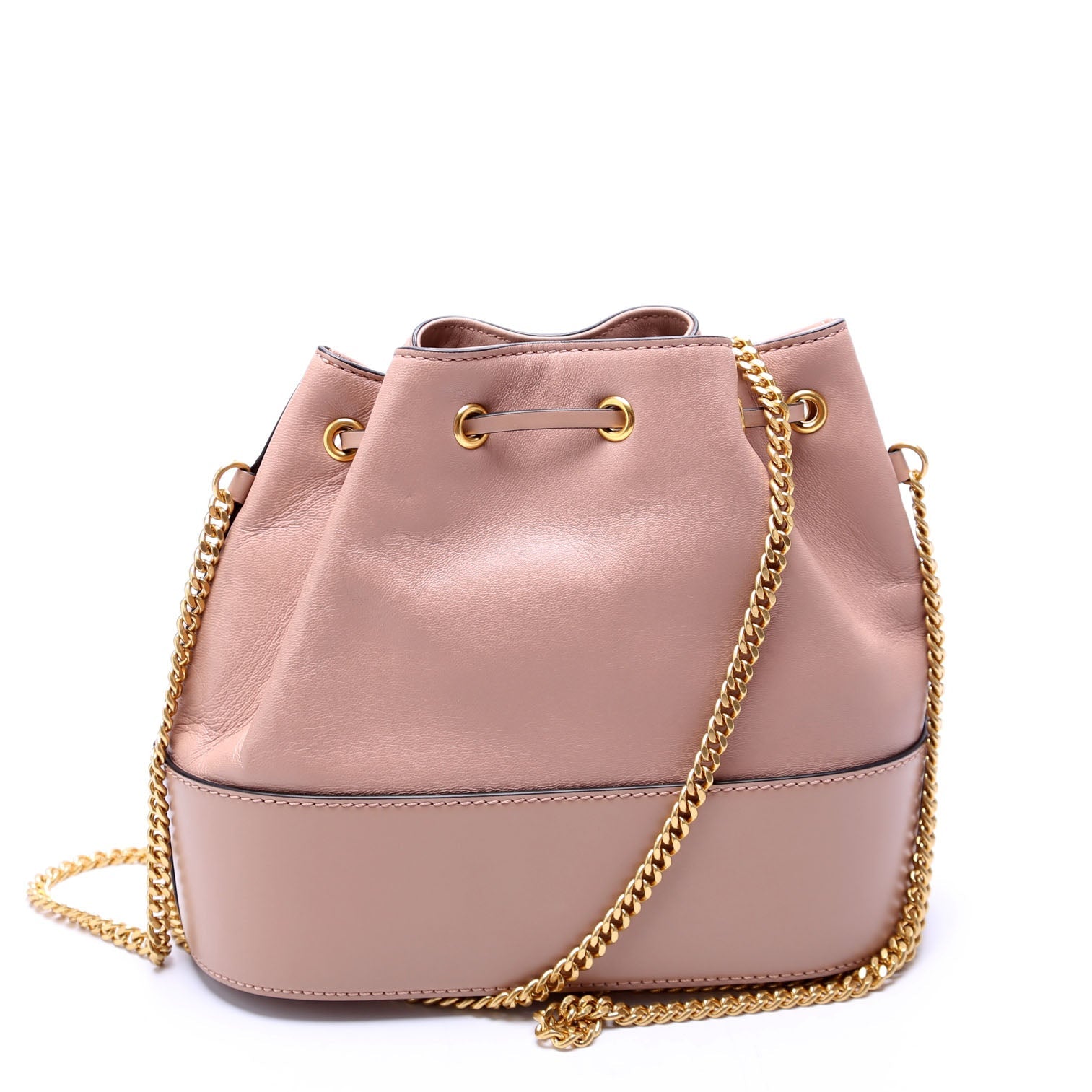 V Logo Mini Bucket Bag Tan