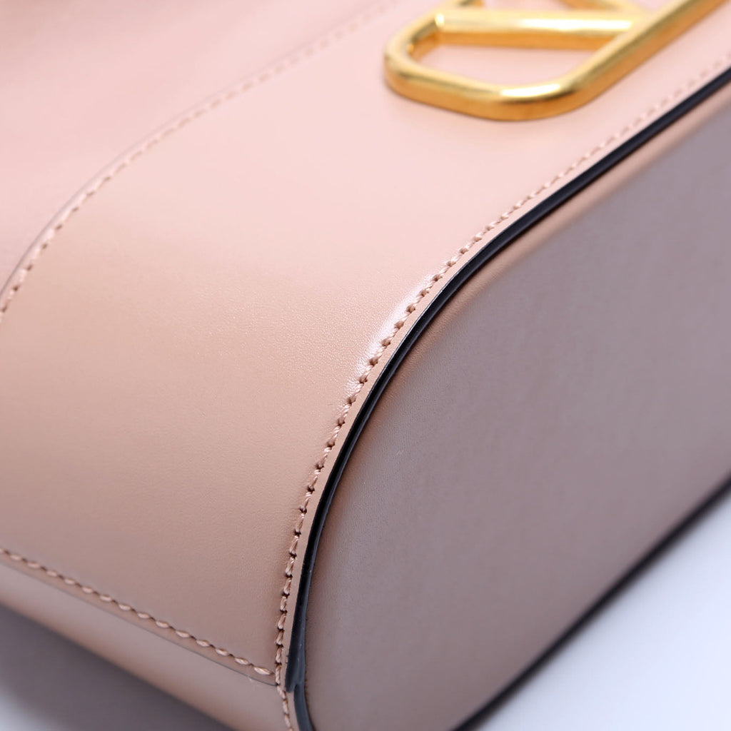 V Logo Mini Bucket Bag Tan